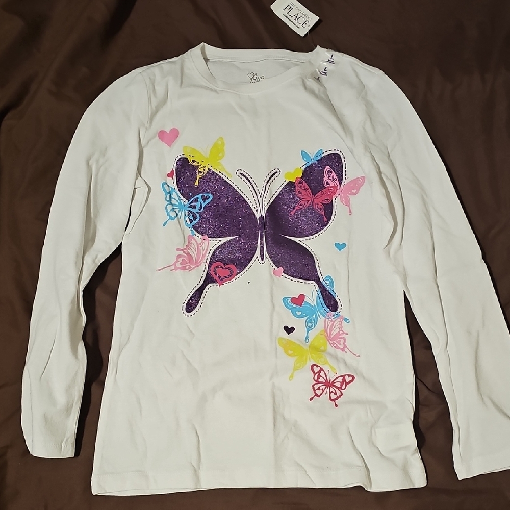 Kids White Butterfly Long Sleeve Shirt